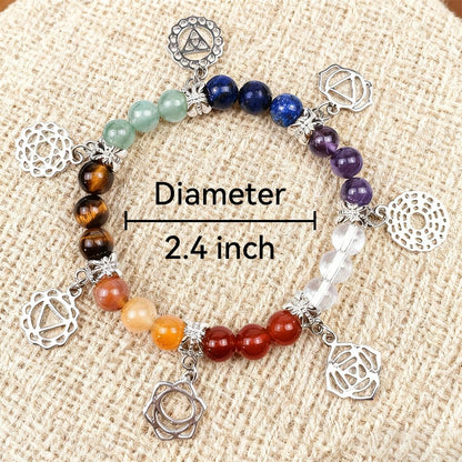 Aprbella 7 Chakra Healing Bracelet with Natural stones for Energy Healing & Balance, Stretch Beaded Jewelry for Energy Balance, Meditation, Yoga, Gift for Women