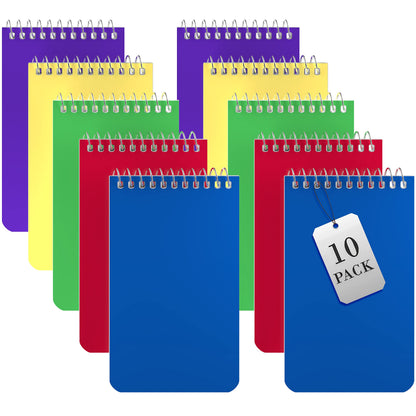 Small Notebooks, Spiral Notepads 3x5" - (Pack of 10) Pocket Notebook, Memo Pads For Home, Office, College, School - Lined College Ruled Paper - 5 Colored Notebooks, 75 Sheets Per Notebook