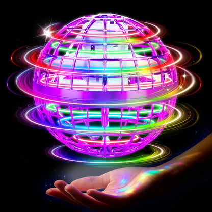 NWLAEWR Flying Orb Ball Toy, 2026 Upgrade Hand Controlled Hover Ball with LED Lights,360° Rotating Boomerang Globe Cool Mini Drone, Ideal Birthday&Christmas Gift for Boys Girls-Bright Purple