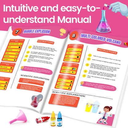My First Science Kit for Kids Ages 4-5-6-7-8, 150+ Science Experiments Stem Toy Learning & Educational Projects with Chemistry Set, Crystal Growing, Volcano Science Kit