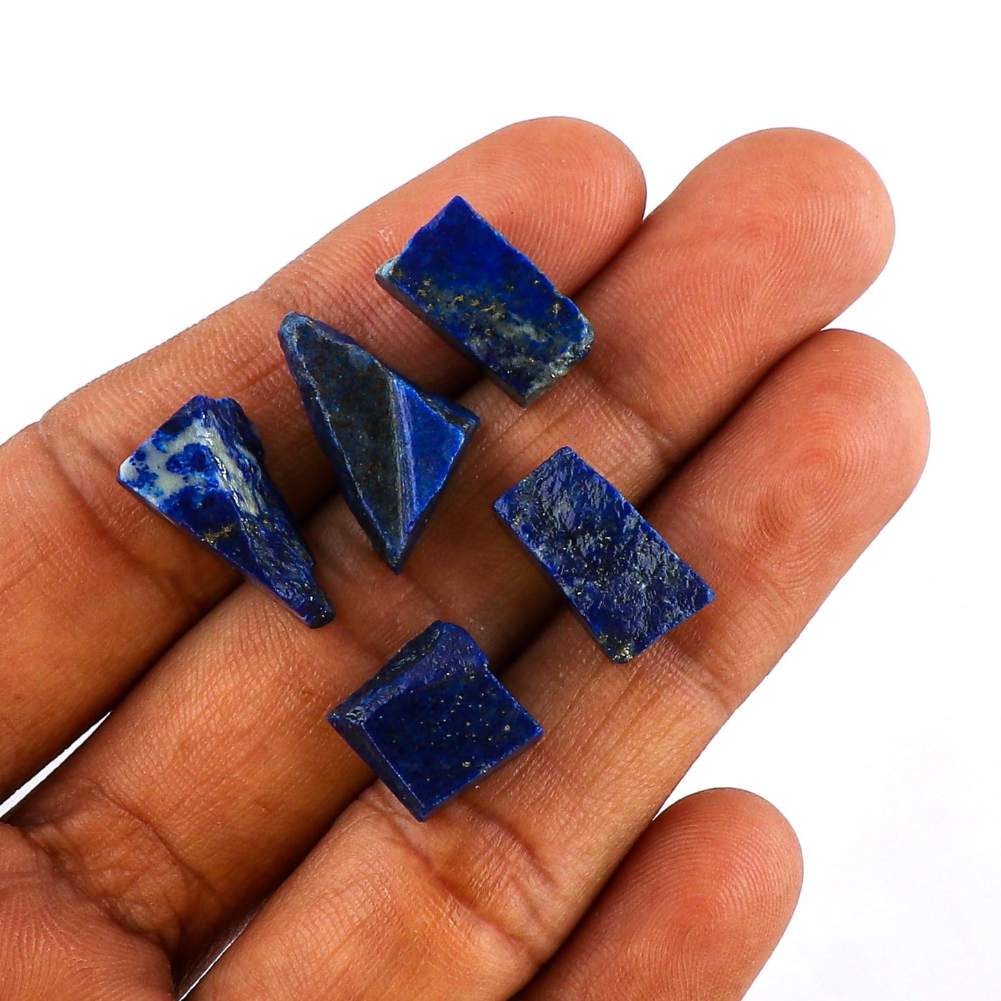 CRYSTALINES 5pcs Wholesale Natural Raw Lapis Lazuli Gemstone, Untreated Rough Stone, Bulk Loose Supplies, DIY Crafts, Jewelry Making, Chakra Healing Crystals, Birthstone Gem Collection, AAA Grade
