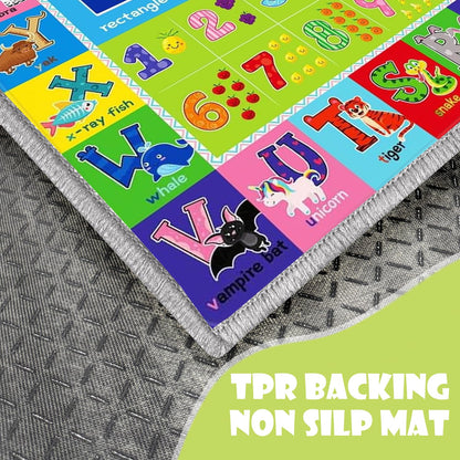 ABC Play Carpet for Kids – Extra Large Preschool Rug with ABCs, Numbers, Animals, and Colors for Playroom & Classroom - (78.7X59 Inches)