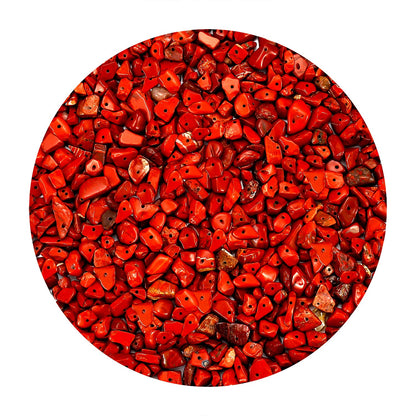 Natural Chip Stone Beads for Jewelry Making, Irregular Gemstone Loose Beads Crushed Chunked Crystal Pieces Rock Beads Hole Drilled for DIY Art Crafts (Red Jasper)