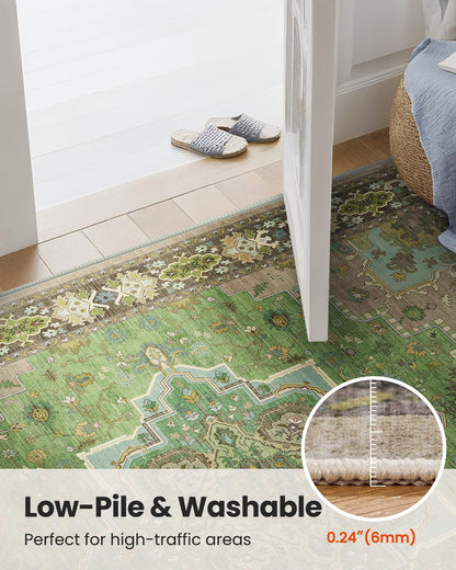 AMADA HOMEFURNISHING 6x9 Area Rug for Living Room, Vintage Washable Area Rug Low-Pile & Non-Slip Carpet for Bedroom Dining Room Nursery Home Office, Green