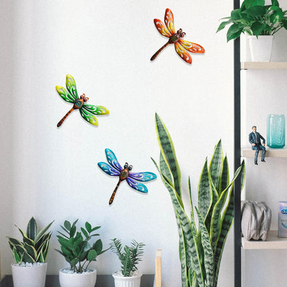 Yonivexis Metal Dragonfly Wall Decor Outdoor wall Art Hanging Decorations Living Room Bedroom Fence Dragonfly Garden Decor, Style1