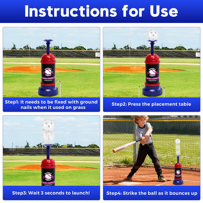 Tulywood Baseball Training Tee Ball Popper,Pop Up Baseball Trainer,Hitting Tee for Perfect Swings,Batting Machine for Practicing Hitting Without a Pitcher