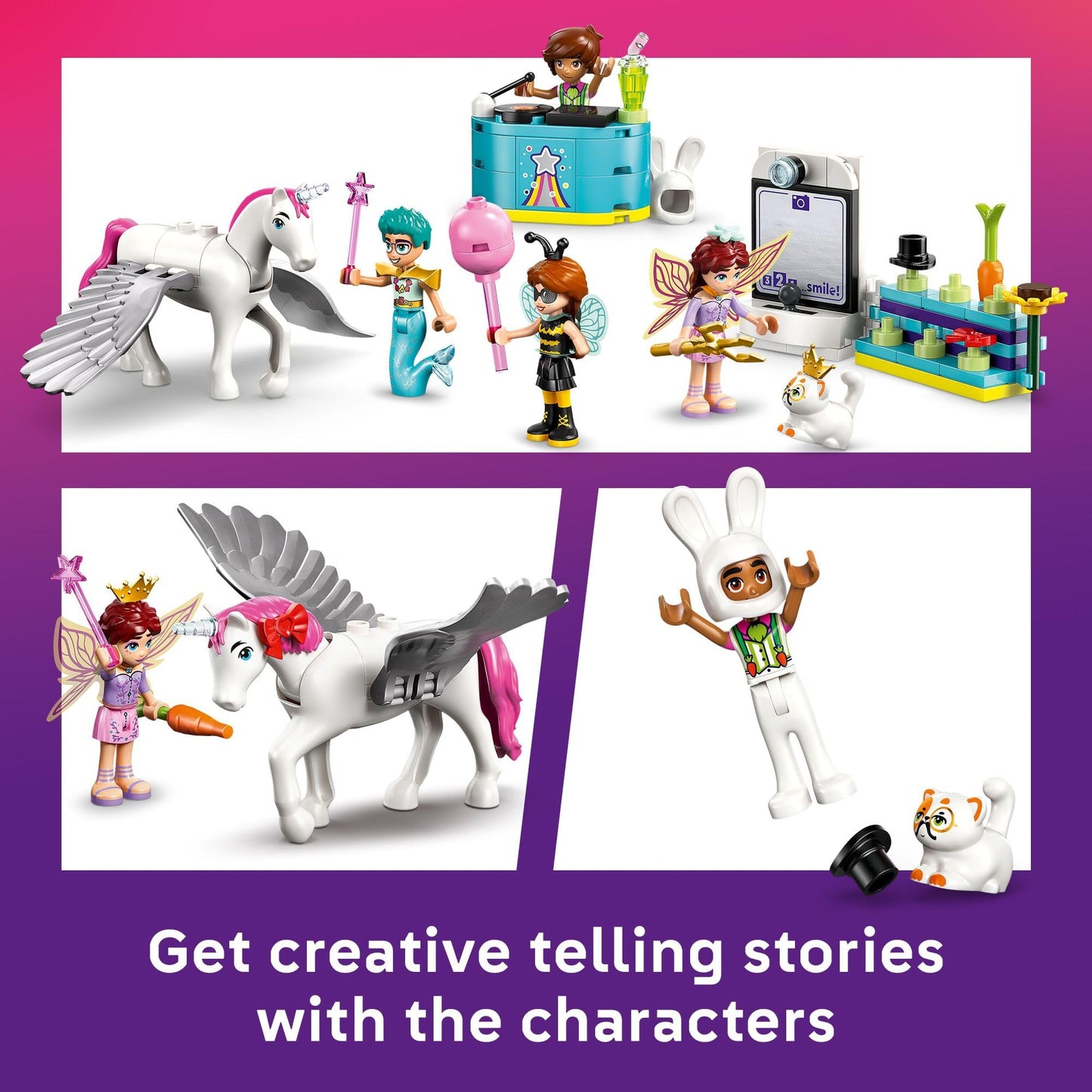 LEGO Friends Costume Party with Unicorn & Fairy Pretend Play Building Toy - Interactive Storytelling Playset with Cat and Unicorn Toys - Creative Birthday Gift Idea for Girls & Boys, 6+ - 42661