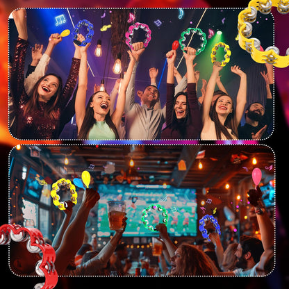 AOKISY 15 Pcs Petal Tambourine Set-with Sand Hammers Jingle All the Way!Double Row Metal Jingles Hand Held Percussion Drum for Bar Party KTV School Family Christian Dance Christmas Charity Project