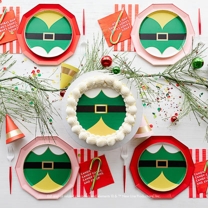 Elf Merchandise Small Plates by Bonjour Fete | Elf Christmas Décor, Birthday Decorations, Buddy the Elf, Disposable Plates| 8.25" D (8 Pack)