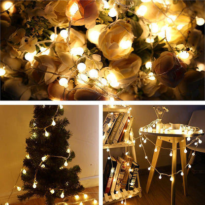 Globe String Lights 20ft 40 LED USB Powered Warm White Fairy Lights for Birthday Party Wedding Christmas and Home Decoration.