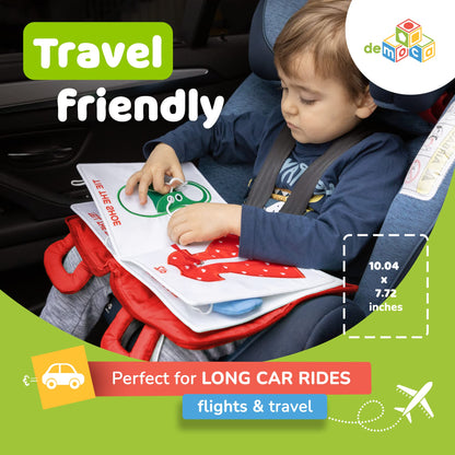 deMoca Travel Toys for Toddlers, Quiet Book for Toddlers 1-3, Baby Travel Toys for Airplane Car Rides, Montessori Busy Book for 1 Year Old with All Parts Attached, Felt Activity Pad, No Noise Gift