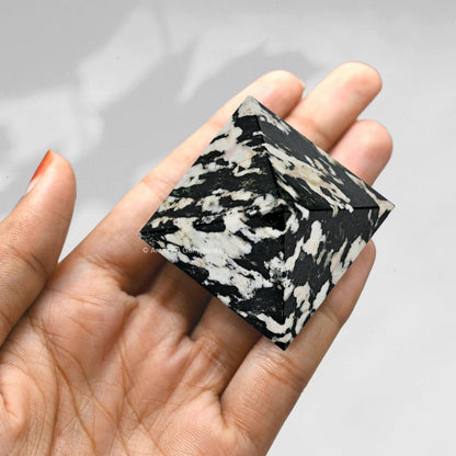 Amazing Gemstone Black and White Tourmaline Pyramid Crystal Healing Stones - 1.5" Great Pyramid Figurine of Natural Stone Pyramid for Meditation, Reiki, Chakra Balancing and Crystal Pyramids Grid