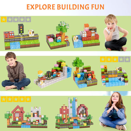 Vdealen 300 PCS Magnetic Blocks-Magnetic Building Blocks, Stacking Magnetic Cubes Toy for Kids, STEM Montessori Sensory Toys for Boys and Girls Age 3 4 5 6 7 8 9 10 11 12 Christmas Birthday Gift
