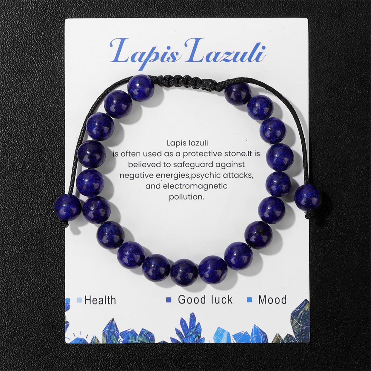 8mm Lapis Lazuli Bracelet for Women Handmade Adjustable Blue Bead Bracelet Healing Crystal Bracelet Gemstone Bracelets Lapis Lazuli Jewelry for Women Men