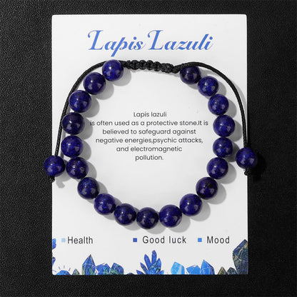 8mm Lapis Lazuli Bracelet for Women Handmade Adjustable Blue Bead Bracelet Healing Crystal Bracelet Gemstone Bracelets Lapis Lazuli Jewelry for Women Men