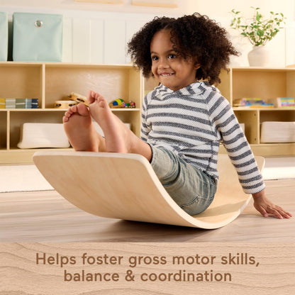 Fisher-Price Wood Montessori Toy Rockin' Balance Board, American Montessori Society Seal of Excellence, 31.7-Inch Wooden Motor Skills Learning Activity for Kids Ages 3+ Years (Amazon Exclusive)