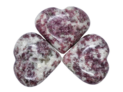 Lepidolite Crystal Heart Palm Stone - Pocket Massage Worry Stone for Natural Body Chakra Balancing, Reiki Healing and Crystal Grid