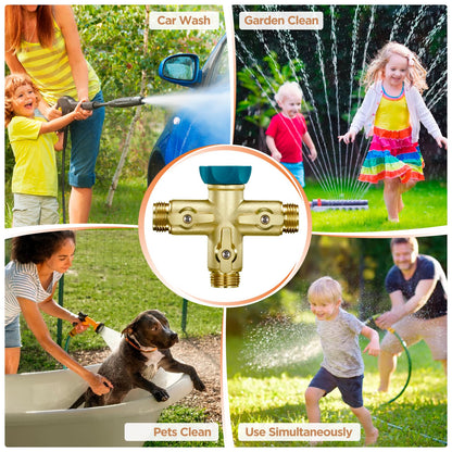 IPOW 3 Way 1.2MPa High Flow Heavy Duty Garden Hose Splitter, 3/4" Spigot Faucet Connectors with 6 Rubber Hose Washers and Comfort Grip Use, Hose Pipe Tap Splitter for Garden Outdoor Home