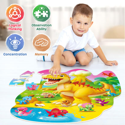SYNARRY Dinosaur Floor Puzzles for Kids Ages 4-6, Large 45 Piece Floor Puzzles for Kids Ages 3-5, Puzzles for 4-8 Years Old, Dinosaur Toys Easter Basket Stuffers Gifts for 3 4 5 6 7 8 Year Old Boys