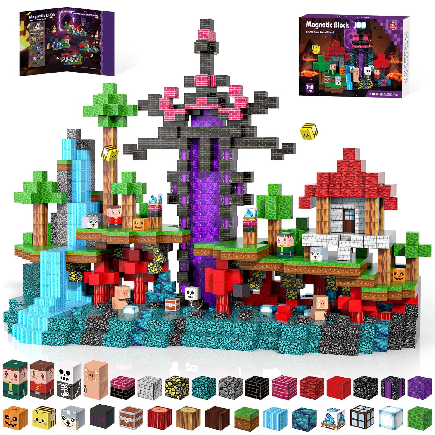 Kryzomat 150PCS Magnetic Blocks - Magnet Tiles Toys for Kids, Magnetic Building Blocks Cubes, Stacking Magnets Toys for Kids, Birthday Gifts for Boys and Girls Age 3+ Years Old