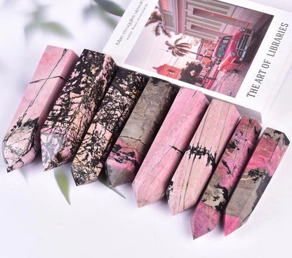 Rhodonite Stone Tower Obelisk Healing Crystal Stone Wand Natural Reiki Meditation Gifts 1.1-1.7 LBS