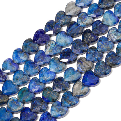 Nitopupu 22pcs Faceted Heart Stone Beads Natural Lapis Lazuli Bead 8mm Crystals and Healing Stones for Jewelry Making Supplies,Friendship Bracelet Kit,Love Gifts