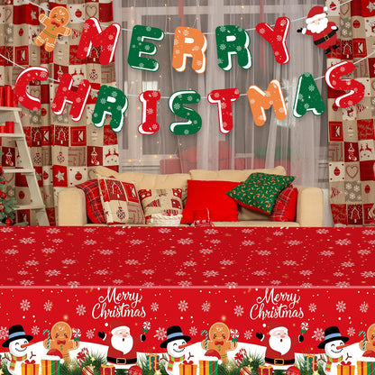 Merry Christmas Decorations Banners - Paper Christmas Banner, Santa Claus Reindeer Sign Garland Backdrop for Winter Xmas Indoor Outdoor Home Office Fireplace Wall Party Decor Supplies Favors Props