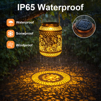 Solar Lanterns Outdoor Waterproof Hummingbird Hanging Solar Lights Garden Decor Gifts for Women Mom Grandma Sister Elegant Metal Solar LED Light Decoration Outside for Yard, Patio, Backyard, Porch