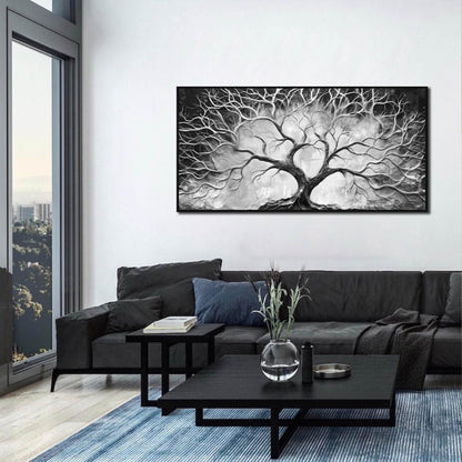 Black and White Wall Art for Bedroom - Black Framed Tree Canvas Wall Art for Living Room Size 24" x 48"
