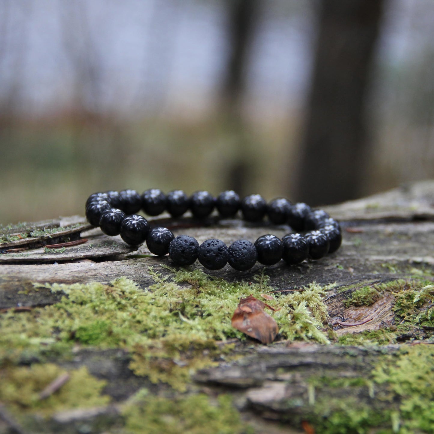 Karelian Heritage Black Shungite Beaded Bracelet, 8mm Handmade Stretchy Unisex, Crystal Healing Authentic Stone, Spiritual Chakra Balance Jewelry (Shungite & Lava Stone)