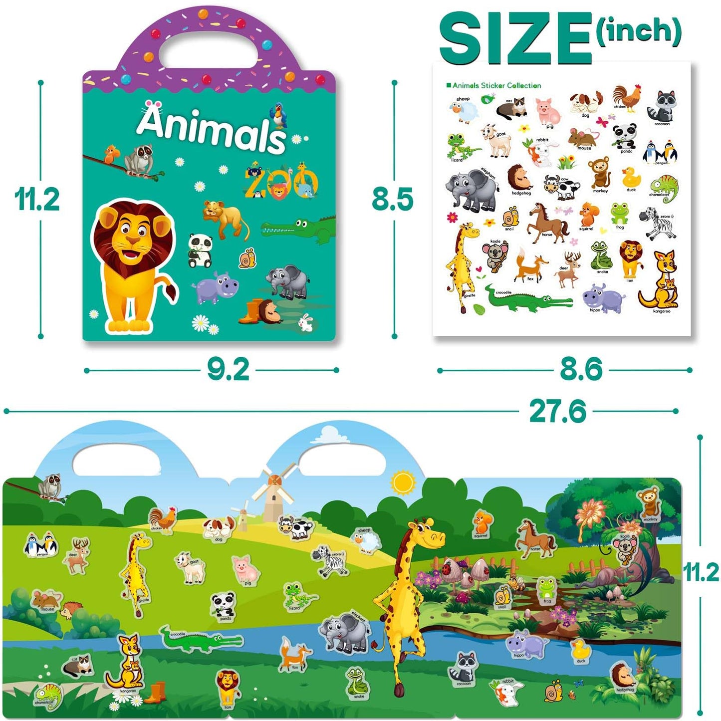 iGetooy 3 Sets Sticker Books for Toddlers 2-4 Years, Reusable Stickers Books for Toddlers 1-3, Airplane Travel Essentials for Kids