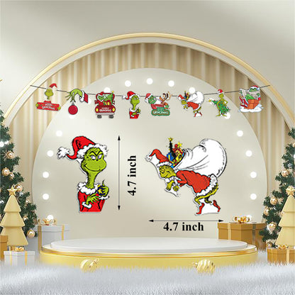 33pcs Christmas Balloons Decoration Set,Xmas Theme Party Balloons Decorations,Red Green Balloons,Christmas Banners,Card Placement Kit