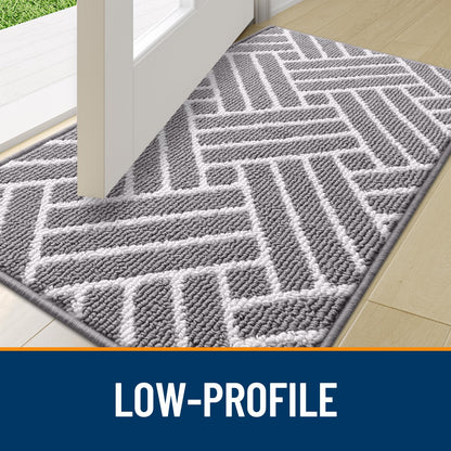 OLANLY Indoor Door Mat, 32x20 Inch, Dirt Resistant and Absorbent, Non-Slip Rubber Backing Floor Mats, Easy Clean Low-Profile Doormat for Entryway, Front Door, and Inside Entrance, Grey