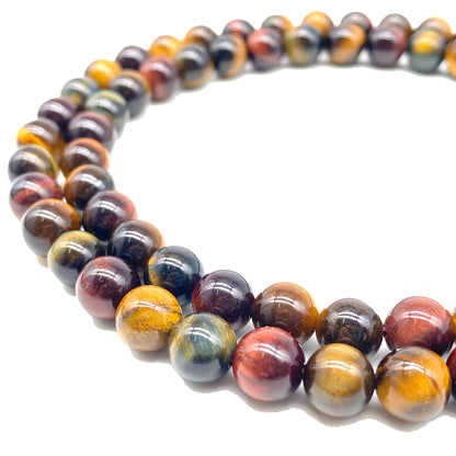ABCGEMS African Tri-Color Tigers Eye Beads (Gorgeous Matrix- Mohs Hardness 7) Healing Energy Crystal Stone Ideal for Bracelet Necklace Ring DIY Jewelry Making Craft Men Women Smooth Round Tiny 6mm