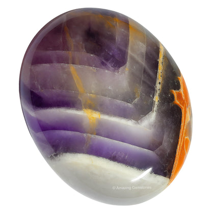 Amazing Gemstone Amethyst Chevron Crystals and Healing Stones - Large Palm Stone Crystals Piedra - Crystal for Good Luck, Positive Energy, Meditation - Unique Stocking Stuffers, Gifts for Women, Men