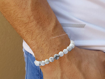 Amazing Gemstone Howlite Bracelet for Women - Chakra Mens Bracelet Protection Crystals and Healing Stones - Blessing Bracelet Spiritual Meditation Gift Christmas Stocking Stuffers