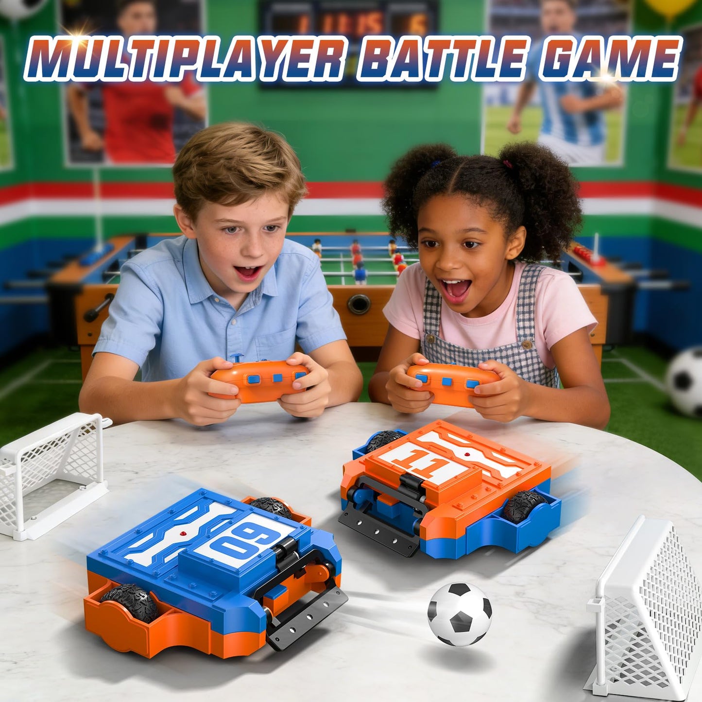 ACIKETO Remote Control Battle Robots Soccer Robot Game Set for Kids, 2-Player RC Football Robots Table Game with 2 Balls & 2 Goals, Fighting Robot STEM Toy Birthday Gift for Boys and Girls Age 5 & Up