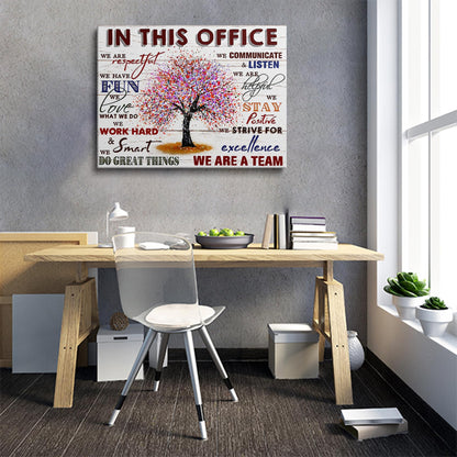 HDXUFJQ Office Inspirational Wall Art In This Office Canvas Wall Decor Team Rules Motivation Positive Quotes Pictures Prints Teamwork Painting for Home Office Ready to hang(12"x16")