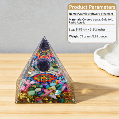 AierCrystal Natural Mineral Crystal Pyramid Energy Healing Meditation Aid Feng Shui Protection Home Decor Versatile Gift Option(2inch Pyramid Color Agate)