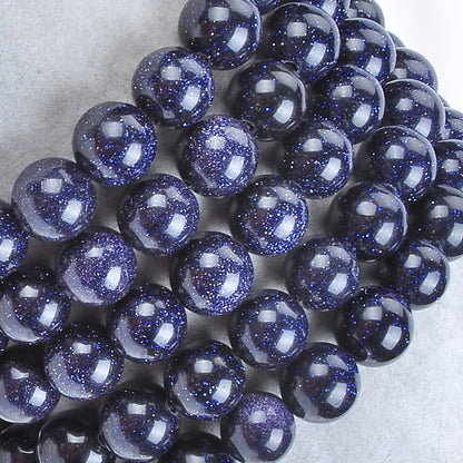 MASSIVE BEADS Gemstone Beaded Bracelets Natural Birthstone Healing Power Crystal Beads Macrame Adjustable (Blue Sand, 8mm)
