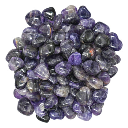 Amazing Gemstone Amethyst Stone Heart - Pack of 10 Crystal Heart Stones Rocks - Corazones De Piedra Crystals and Healing Stones Heart Shaped Crystal - Stocking Stuffers Gifts
