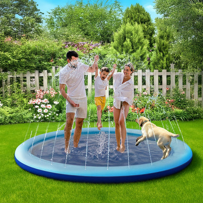 COMMOUDS Splash Pad for Kids and Dogs, Non-Slip Sprinkler Pad Thicken Pool Summer Outdoor Water Toys, Backyard Fountain Play Mat for Baby Toddlers Boys Girls Pet(77Inch)