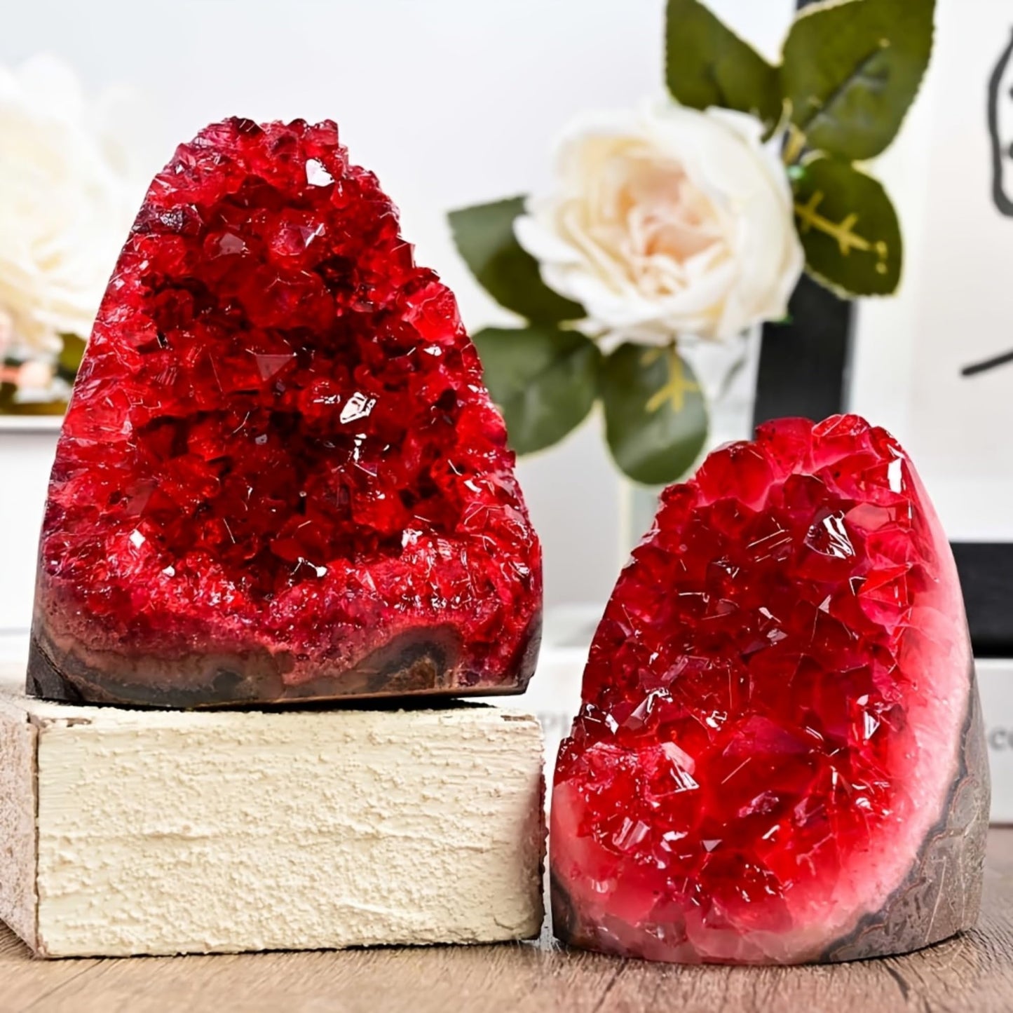 CrystalHola 200-700g Selected Raw Geode Quartz Cluster Home Feng Shui Ornaments Energy Stone Healing Tools Meditation Feng Shui Decoration,Stone Display Piece, Mineral Specimen (Claret, 500-600g)