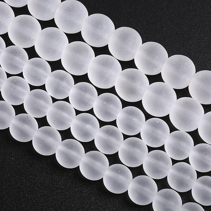 6MM 60PCS Matte White Glass Spacer Loose Beads for Jewelry Making DIY Bracelet Necklace