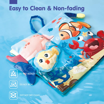hahaland Baby Toys 0-6 Months - Crinkle Books for Babies 2-Pack, Soft Cloth Sensory Touch Feel Baby Book 6-12 Months Infant Montessori Toys 0-3 Month Newborn Baby Boys Gifts 3-6 Months Travel Toys