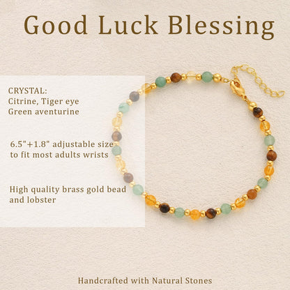 Kenailw Good Luck Gifts Bracelet for Women Crystals Green Aventurine Pulsera De La Suerte Natural Stones Jewelry Best Friend Aunt Daughter Coworker Gift
