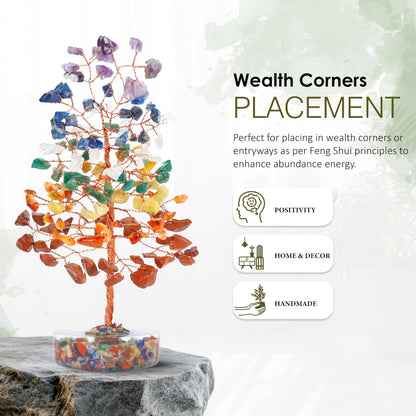 Crocon® 7 Chakra Heart Shape Base Crystals Tree, Birthday Gifts for Women, Healing Crystals Tree of Life, Positive Energy, Good Luck, Home Office Decor Gifts, Gift for Women - Sister Mom & Grandma