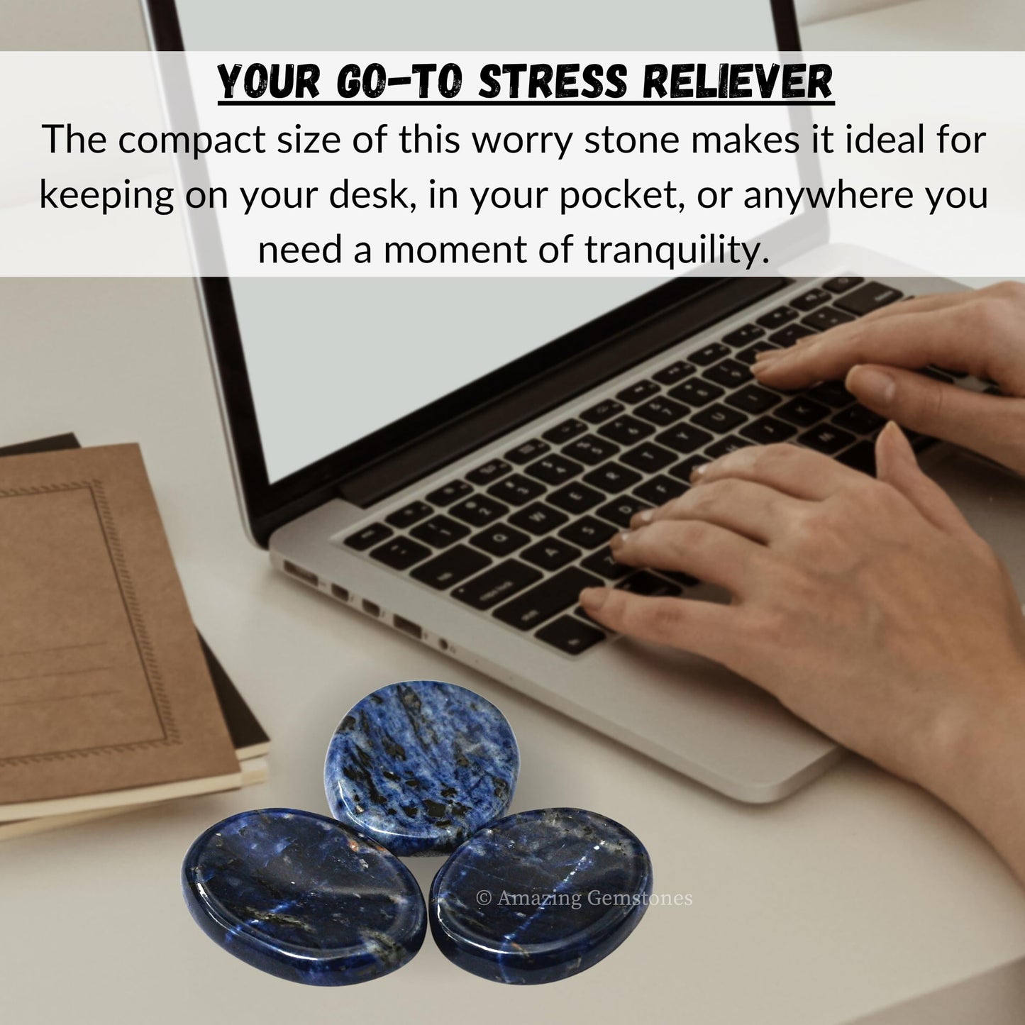 Amazing Gemstone Sodalite Worry Stone Crystals and Healing Stones - Worry Stones for Stress Relief Gifts - Piedra Crystal Fidget for Meditation, Calming, Relaxation