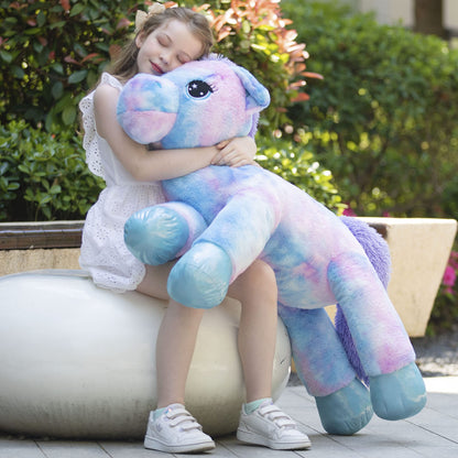 Tezituor 43in Giant Unicorn Stuffed Animal, Big Stuffed Unicorn Toys for Girls and Women, Rainbow Purple Unicorns Plush Gifts for Valentines Day, Christmas, Birthday and Party
