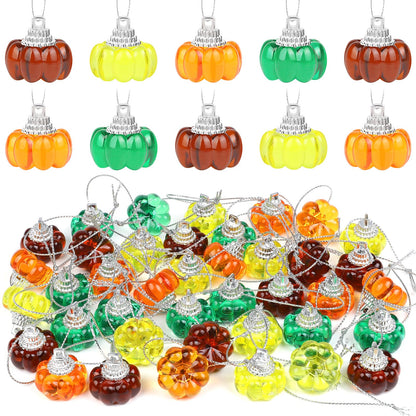 TaoQ C 40 PCS Mini Hanging Pumpkin Decoration Thanksgiving Mini Pumpkin Ornament Fall Small Hanging Acrylic Ornaments for Tree Home Autumn Harvest Party Thanksgiving Decor